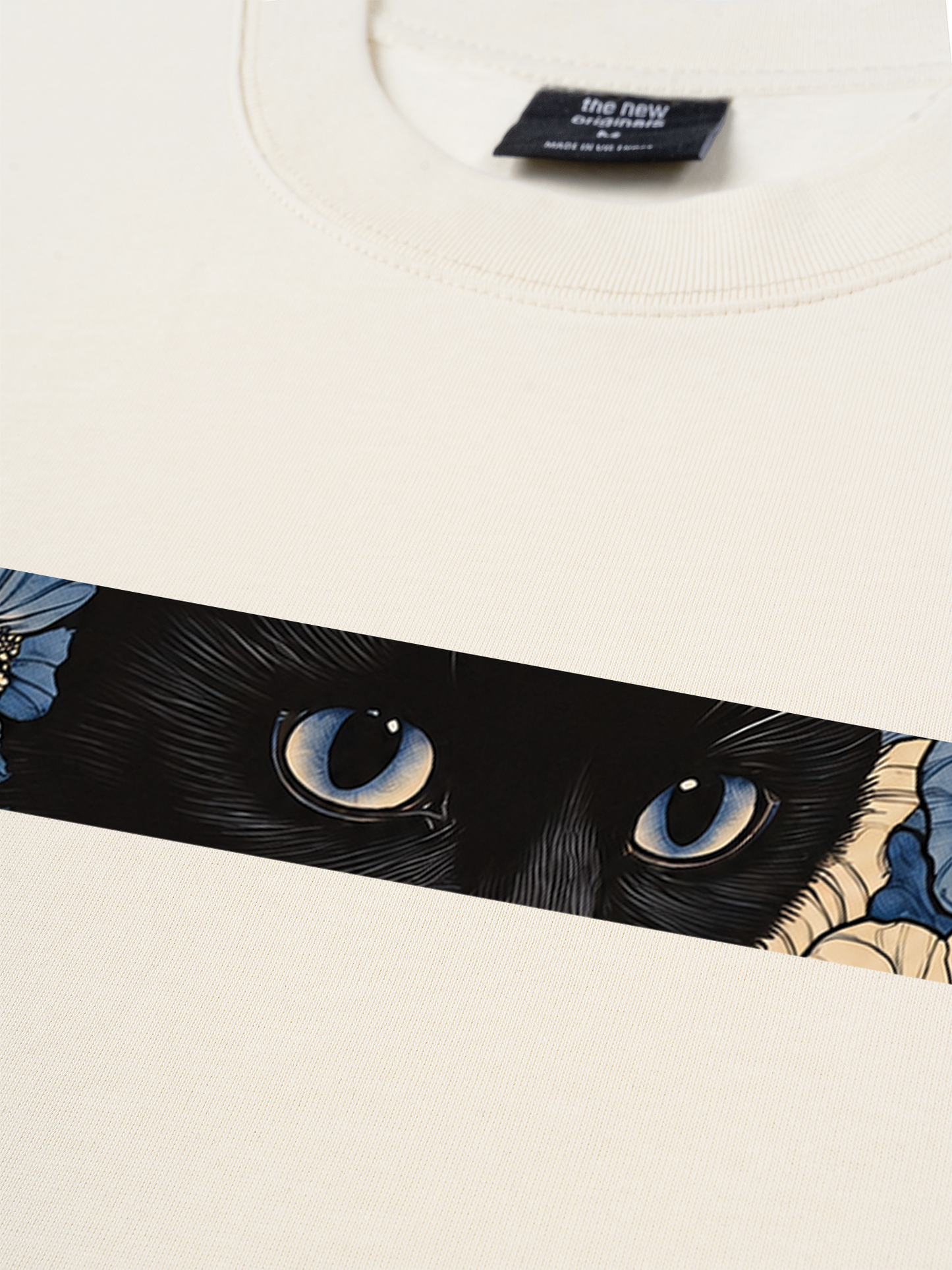 Áo Thun Relaxed Fit Blue Flower Cat