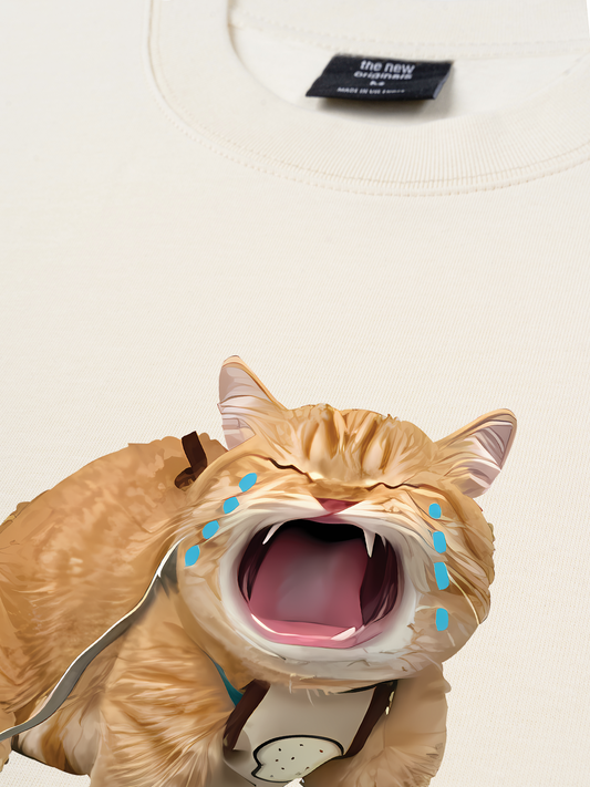 Áo Thun Relaxed Fit Animal Mood Funny Meow