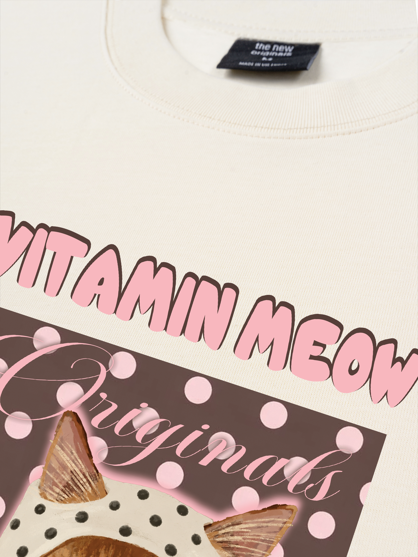 Áo Thun Relaxed Fit  Pink Dotty Vitamin Meow