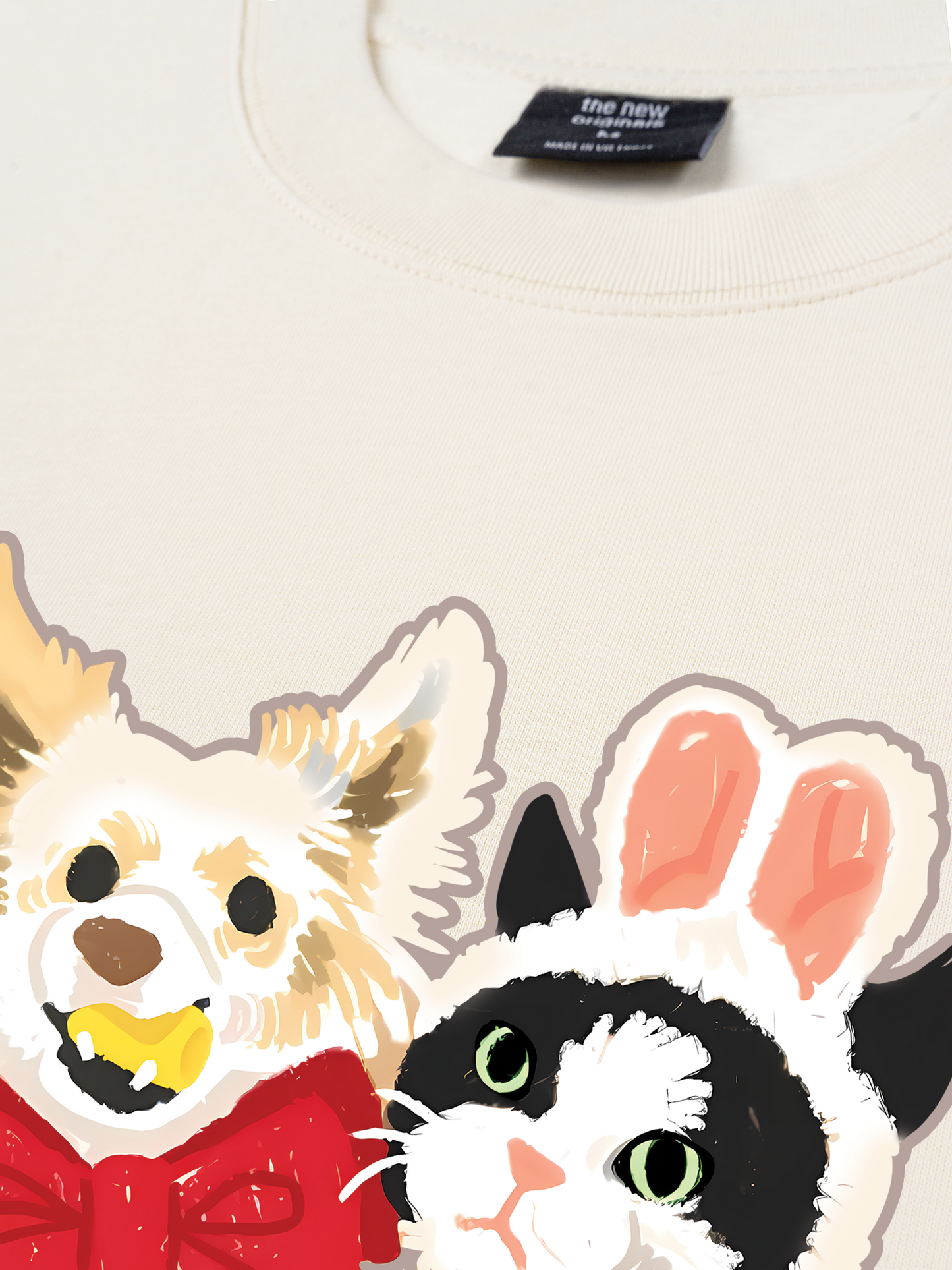 Áo Thun Relaxed Fit Animal Mood Bestie Puppy And Meow