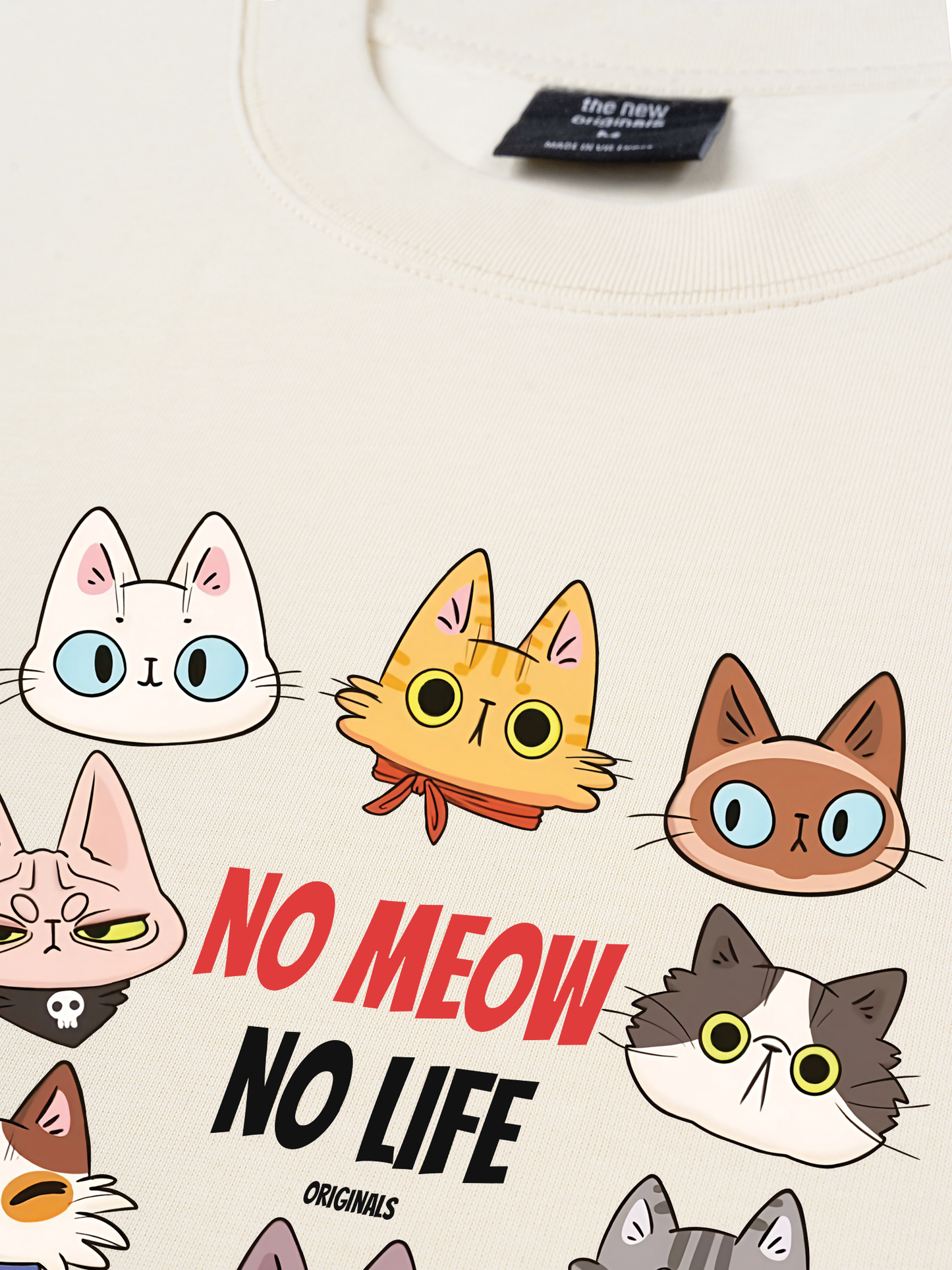 Áo Thun Relaxed Fit Animal Mood No Meow No Life