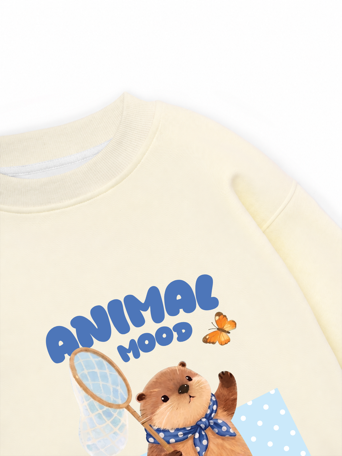 Áo Sweater Nỉ Hai Da Animal Beaver Catches Butterflies