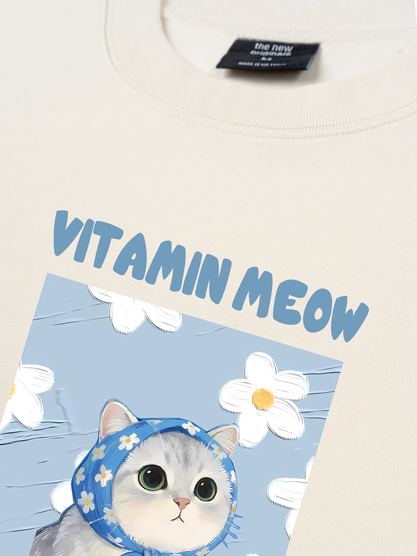 Áo Thun Relaxed Fit Flower With Meow