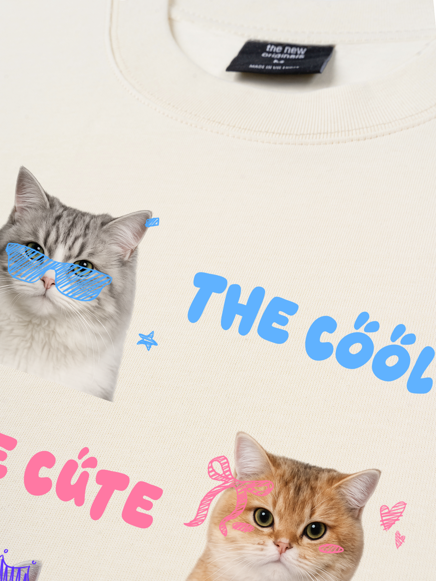 Áo Thun Relaxed Fit Daily Cuties Trio Cat