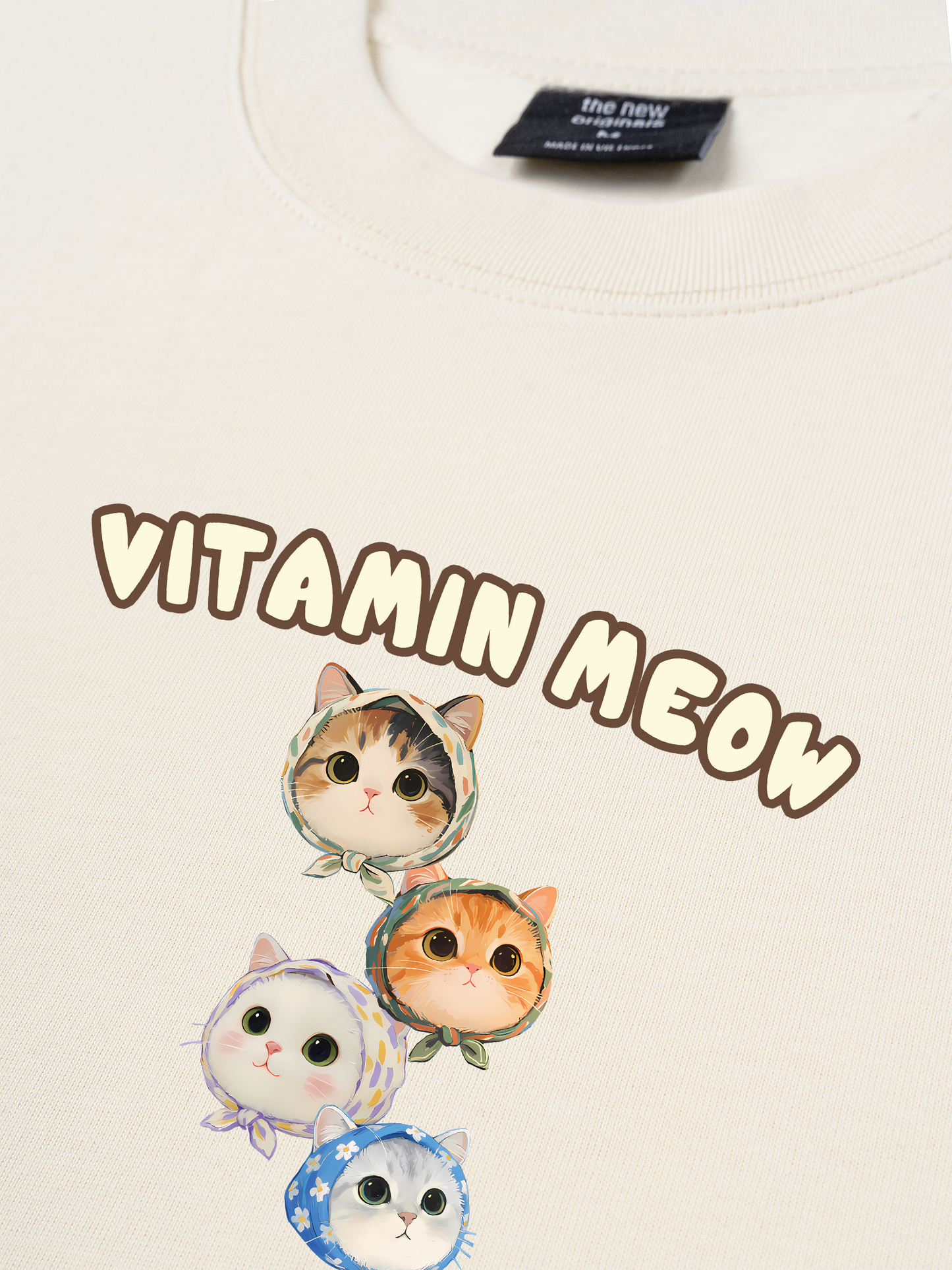 Áo Thun Relaxed Fit Four Cat Vitamin Meow