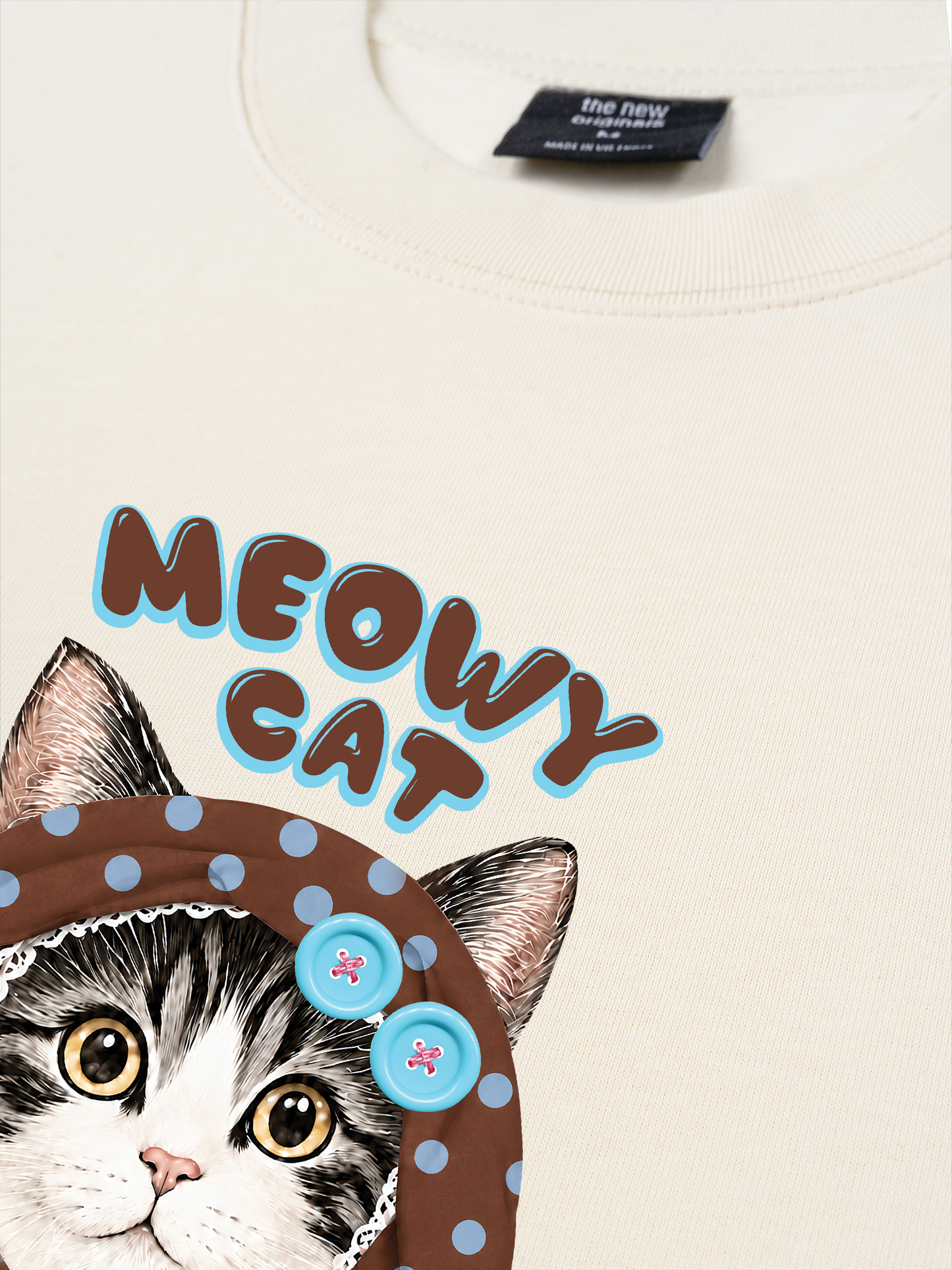 Áo Thun Relaxed Fit  Meowy Cat Brown