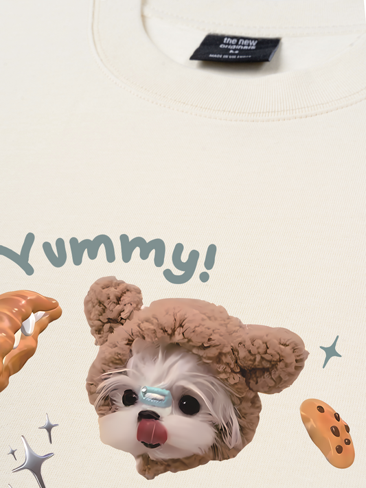 Áo Thun Relaxed Fit Cute Dog Yummy Cookie