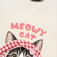 Áo Thun Relaxed Fit Meowy Cat Pink Plaid