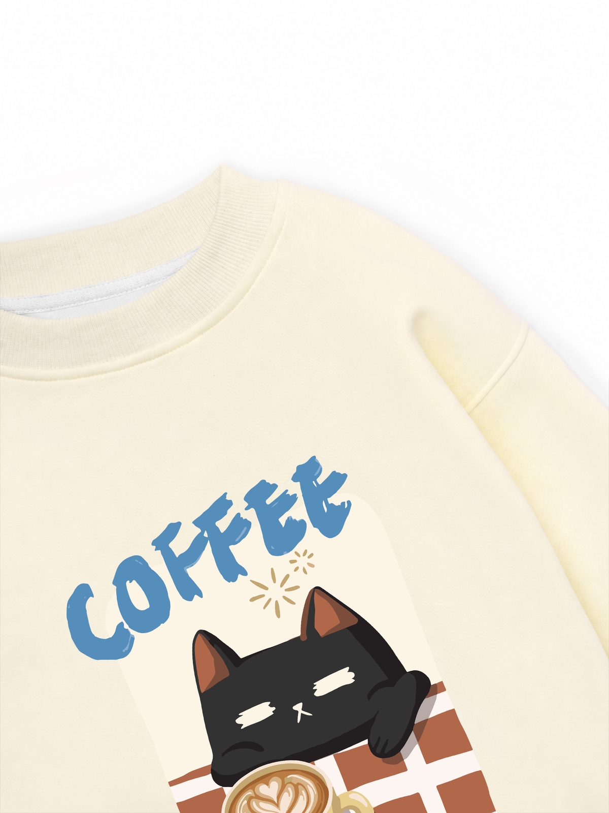 Áo Sweater Nỉ Hai Da Coffee Club Black Cat
