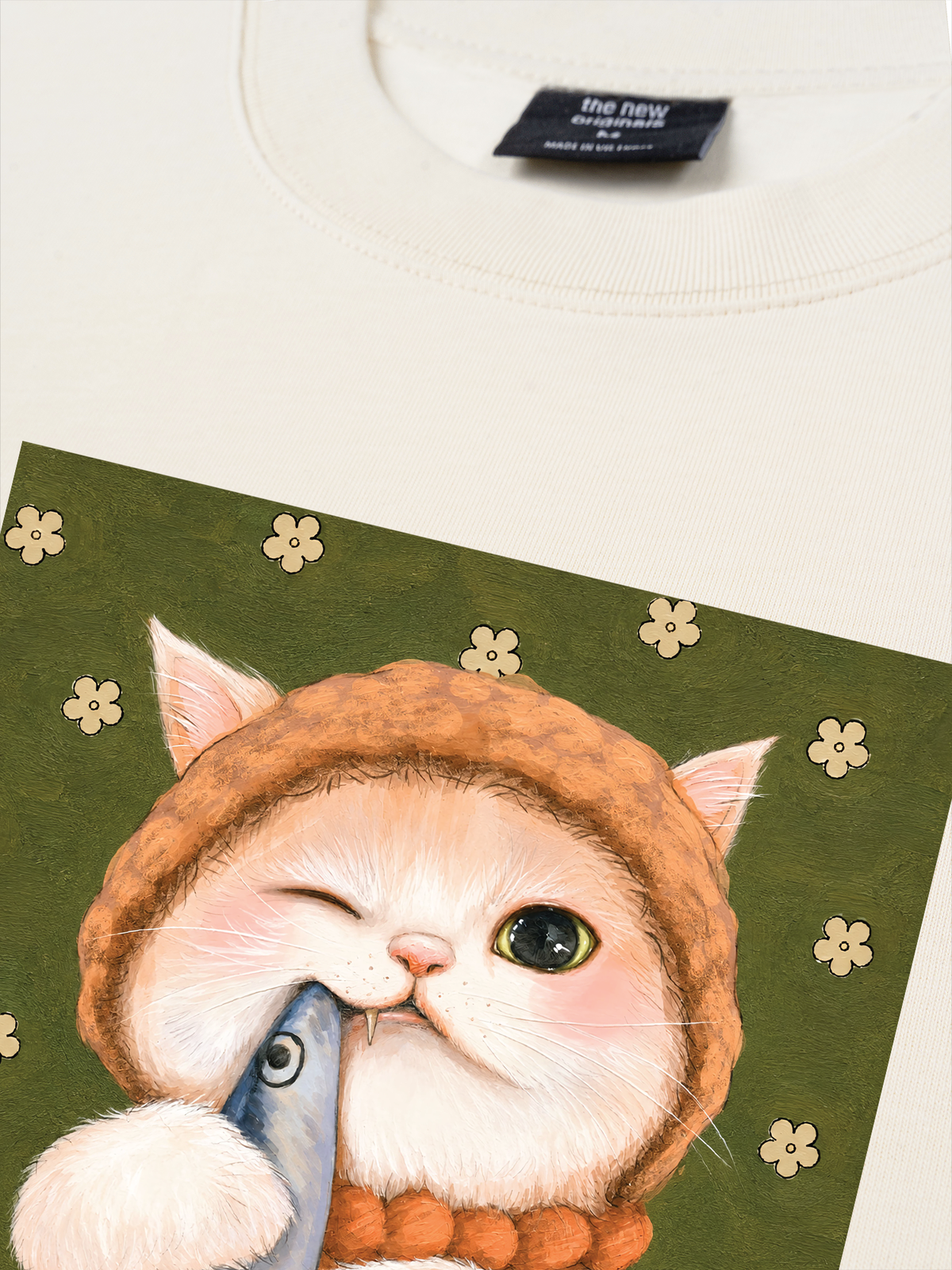 Áo Thun Relaxed Fit Green Fish Meow trước