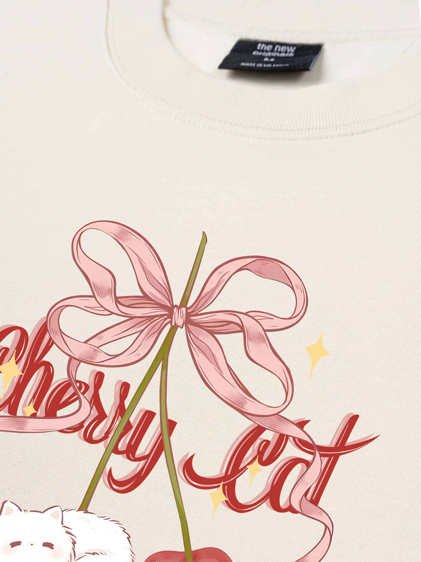 Áo Thun Relaxed Fit Daily Cuties Cherry Cat