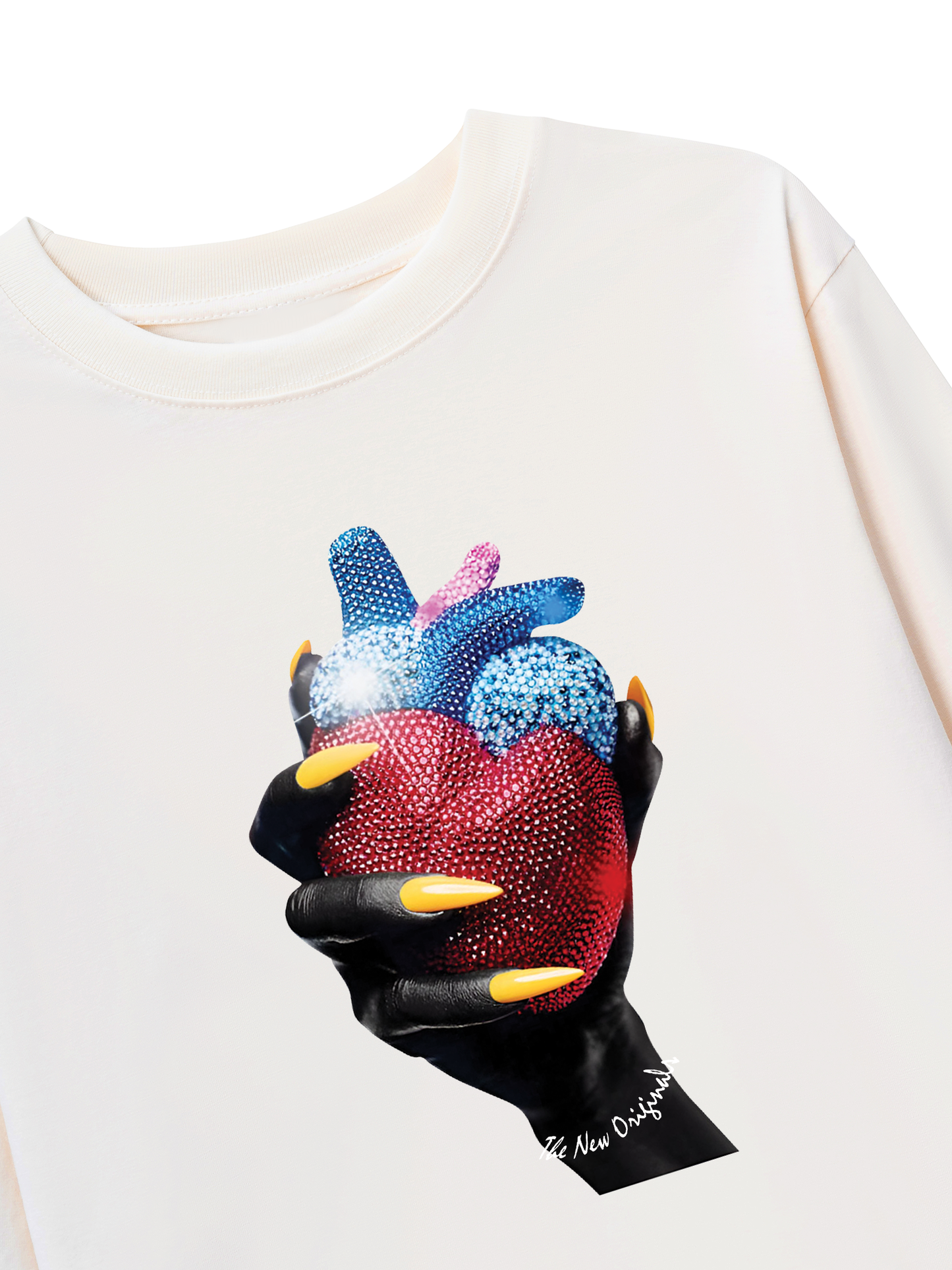 Áo Thun Dài Tay Handheld Colorful Rhinestone Art Heart