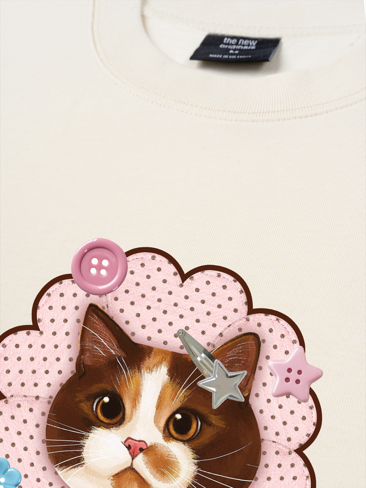 Áo Thun Relaxed Fit Cute Pink Flower Cat