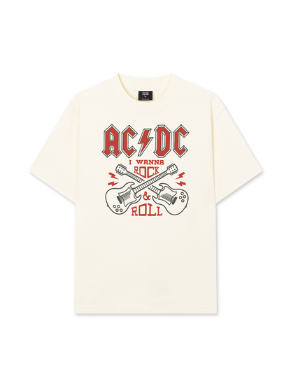 Áo Thun Relaxed Fit Music Rock AC DC I Wanna Rock & Roll