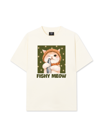 Áo Thun Relaxed Fit Green Fish Meow trước