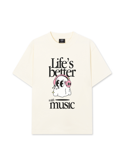 Áo Thun Relaxed Fit Life's Better With Music