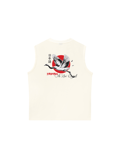 Áo Ba Lỗ Relaxed Fit Japan Spirit Red Crowned Crane