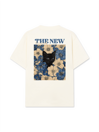 Áo Thun Relaxed Fit Blue Flower Cat