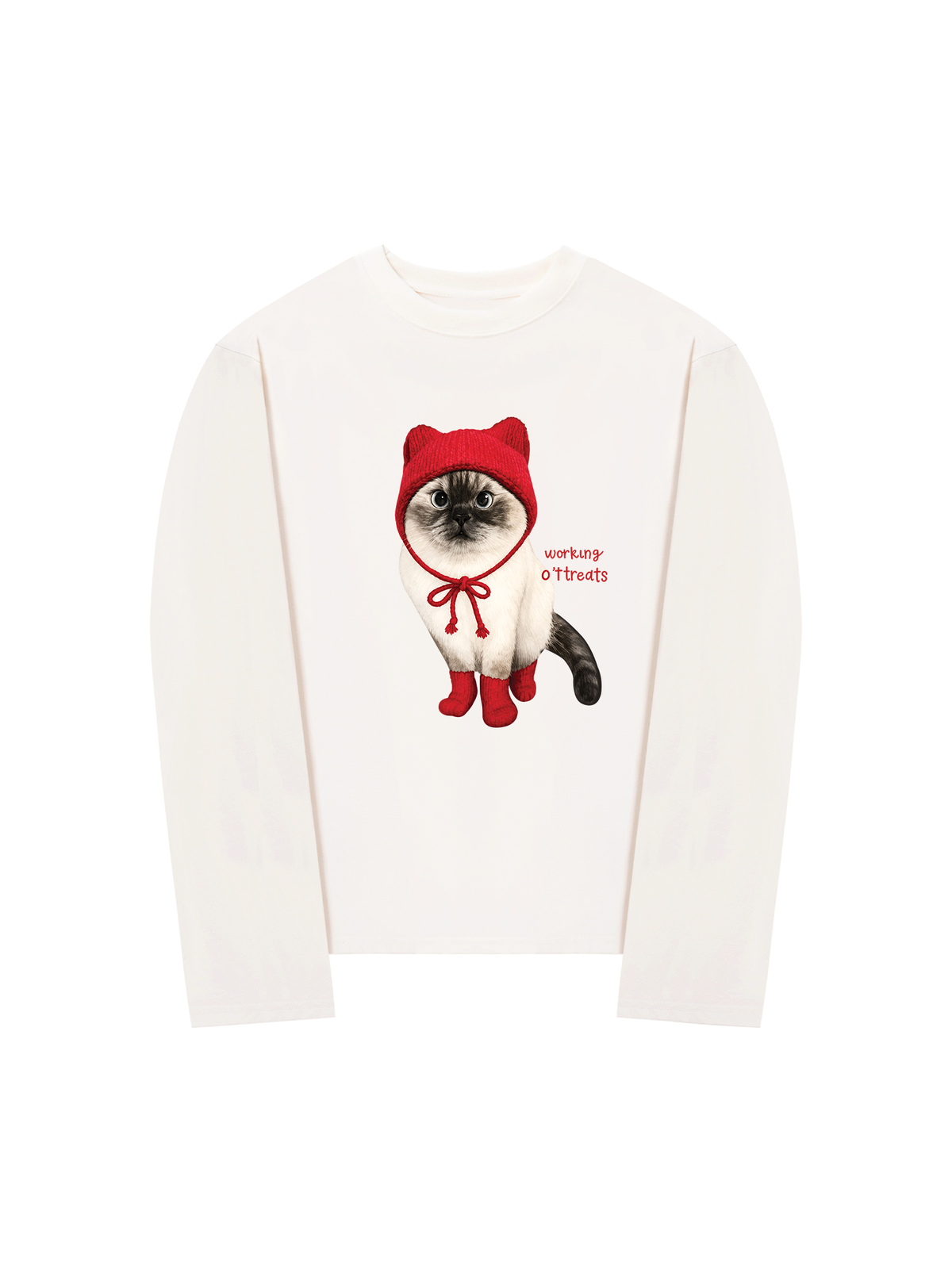 Áo Thun Dài Tay Working O'ttreats Red Meow