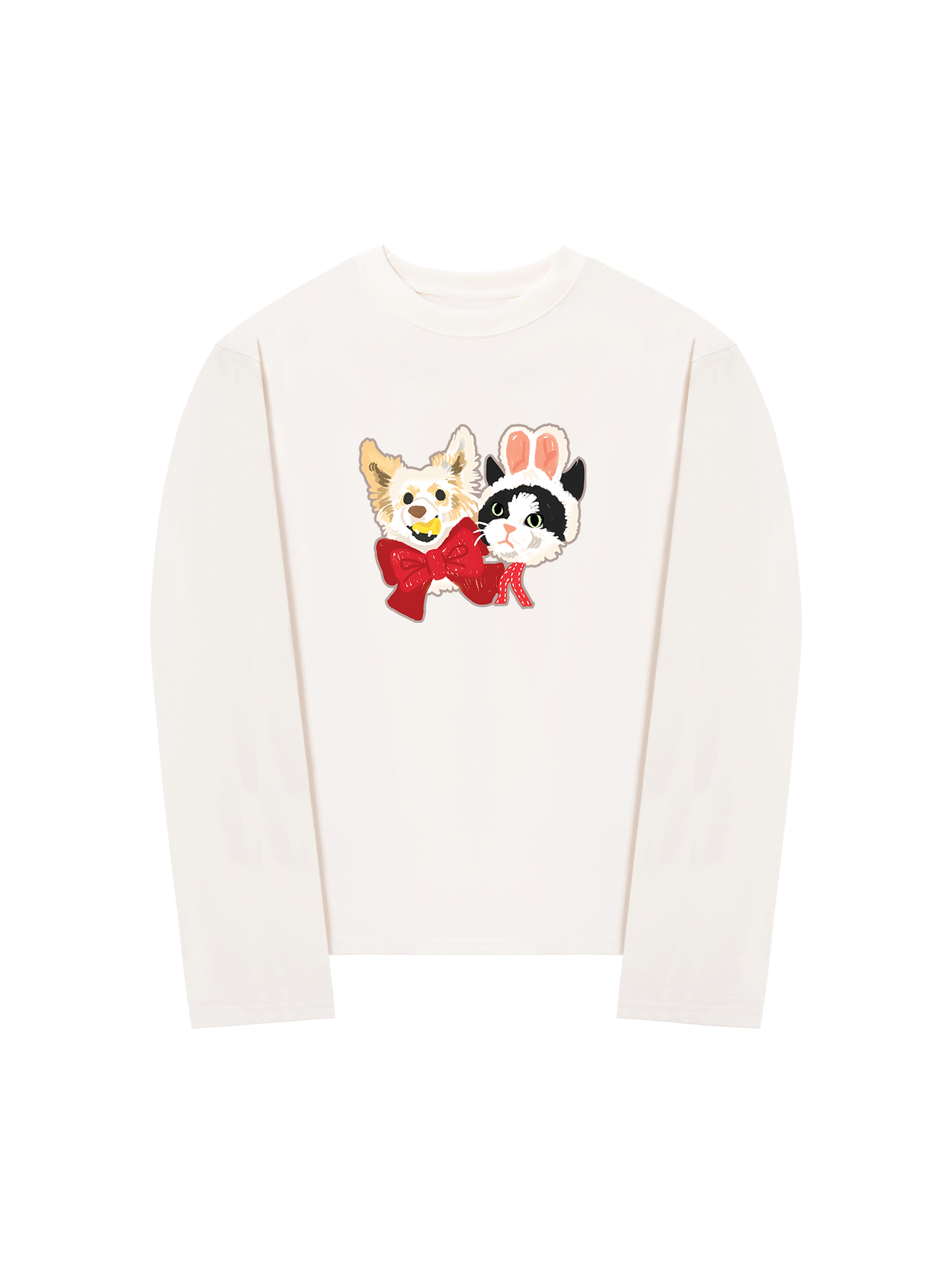Áo Thun Dài Tay Animal Mood Bestie Puppy And Meow