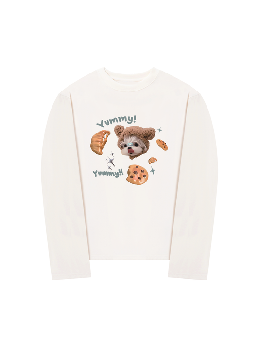 Áo Thun Dài Tay Cute Dog Yummy Cookie