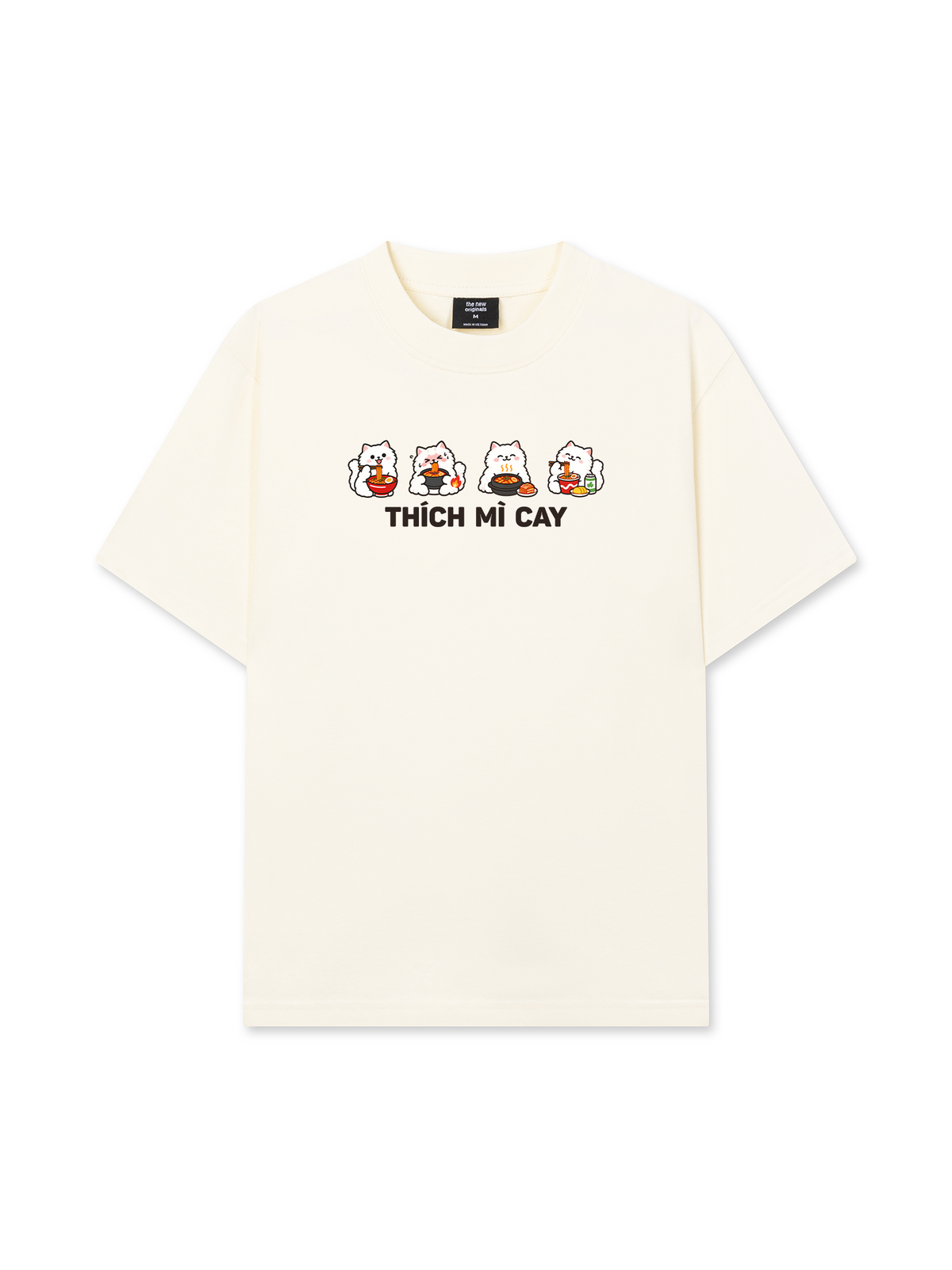 Áo Thun Relaxed Fit Thích Mì Cay-Mèo Trắng