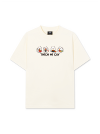 Áo Thun Relaxed Fit Thích Mì Cay-Mèo Trắng