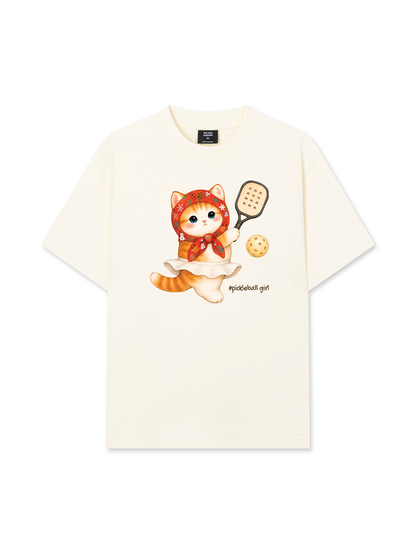 Áo Thun Relaxed Fit Pickleball Girl Meow