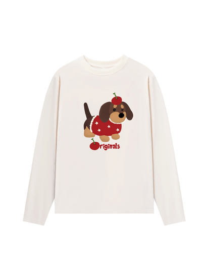 Áo Thun Dài Tay Animal Cute Puppy With Cherry