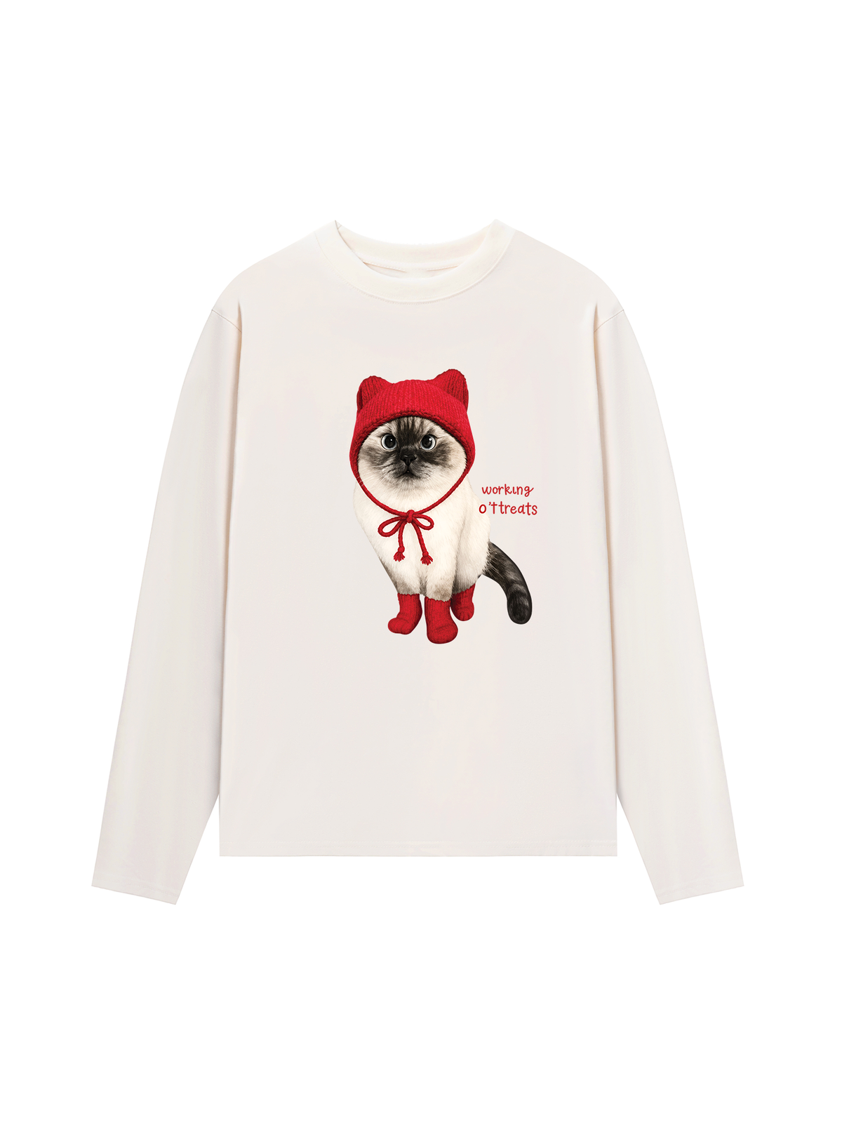Áo Thun Dài Tay Working O'ttreats Red Meow