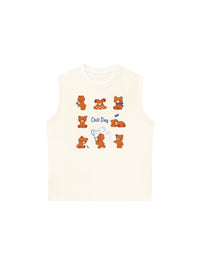Áo Ba Lỗ Relaxed Fit Teddy Land Teddy Chill Day