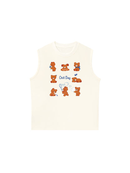 Áo Ba Lỗ Relaxed Fit Teddy Land Teddy Chill Day