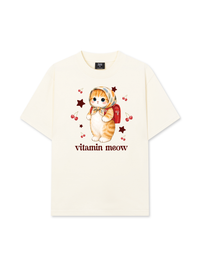 Áo Thun Relaxed Fit Pickleball Girl Meow Vitamin Meow Go School