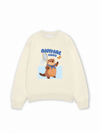 Áo Sweater Nỉ Hai Da Animal Beaver Catches Butterflies