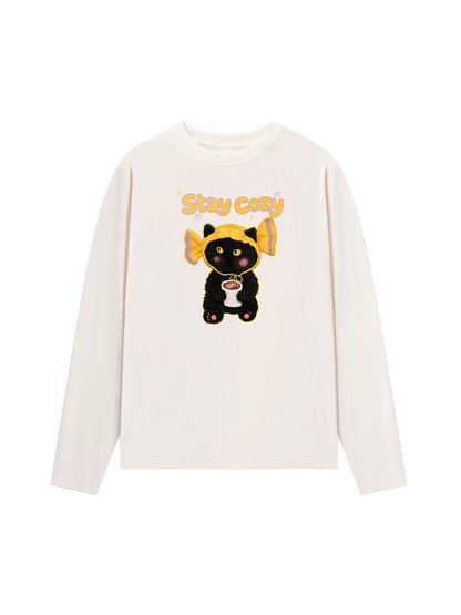 Áo Thun Dài Tay Stay Cozy Candy Cat