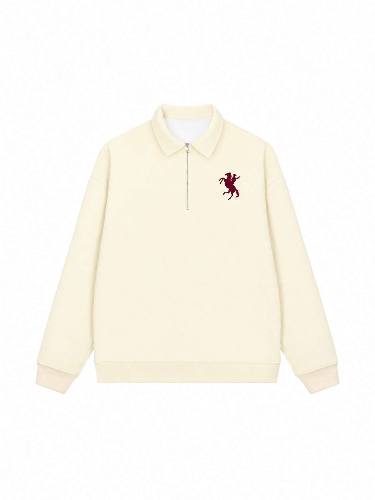 Áo Sweater Polo Nỉ Hai Da Burgundy Horse