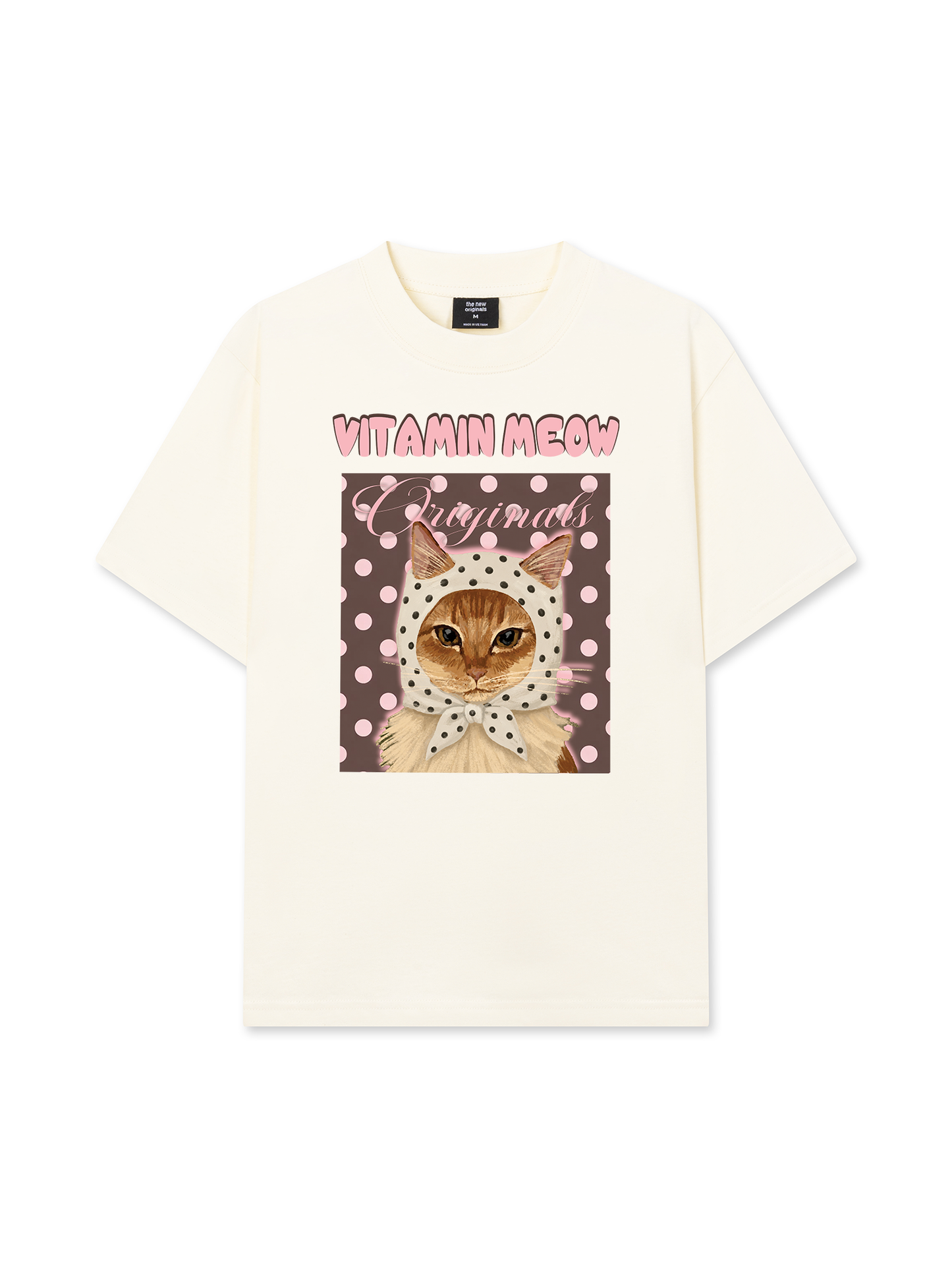 Áo Thun Relaxed Fit  Pink Dotty Vitamin Meow