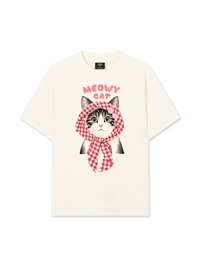 Áo Thun Relaxed Fit Meowy Cat Pink Plaid