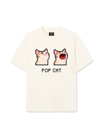 Áo Thun Relaxed Fit Pixel Universe Pop Cat