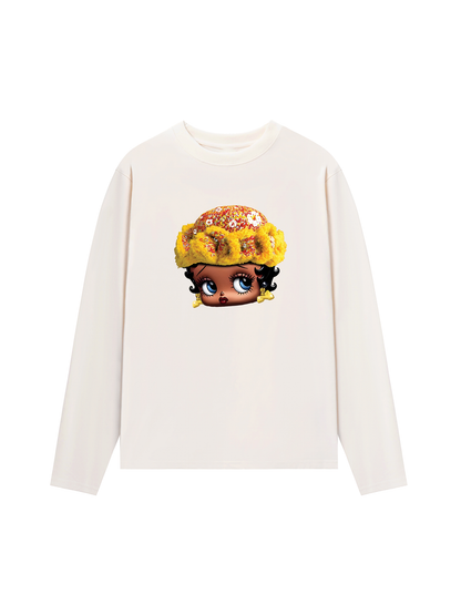 Áo Thun Dài Tay Flower Sun Knit Hat Cartoon Head