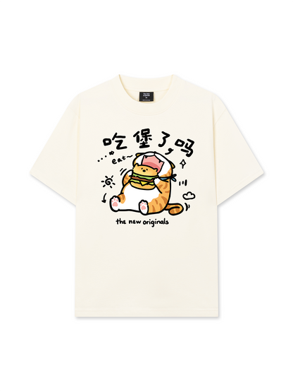 Áo Thun Relaxed Fit Sweet Pastry Cute Meow With Burger