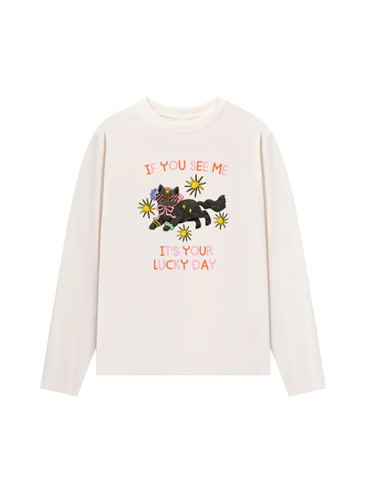 Áo Thun Dài Tay Lucky day cat