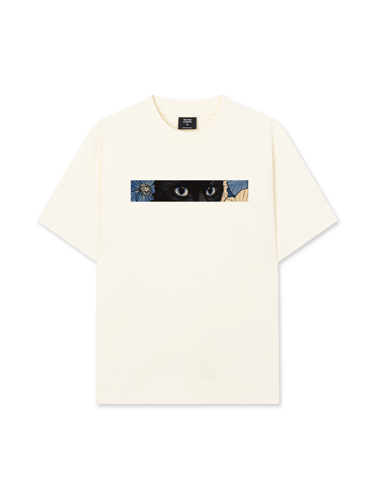 Áo Thun Relaxed Fit Blue Flower Cat