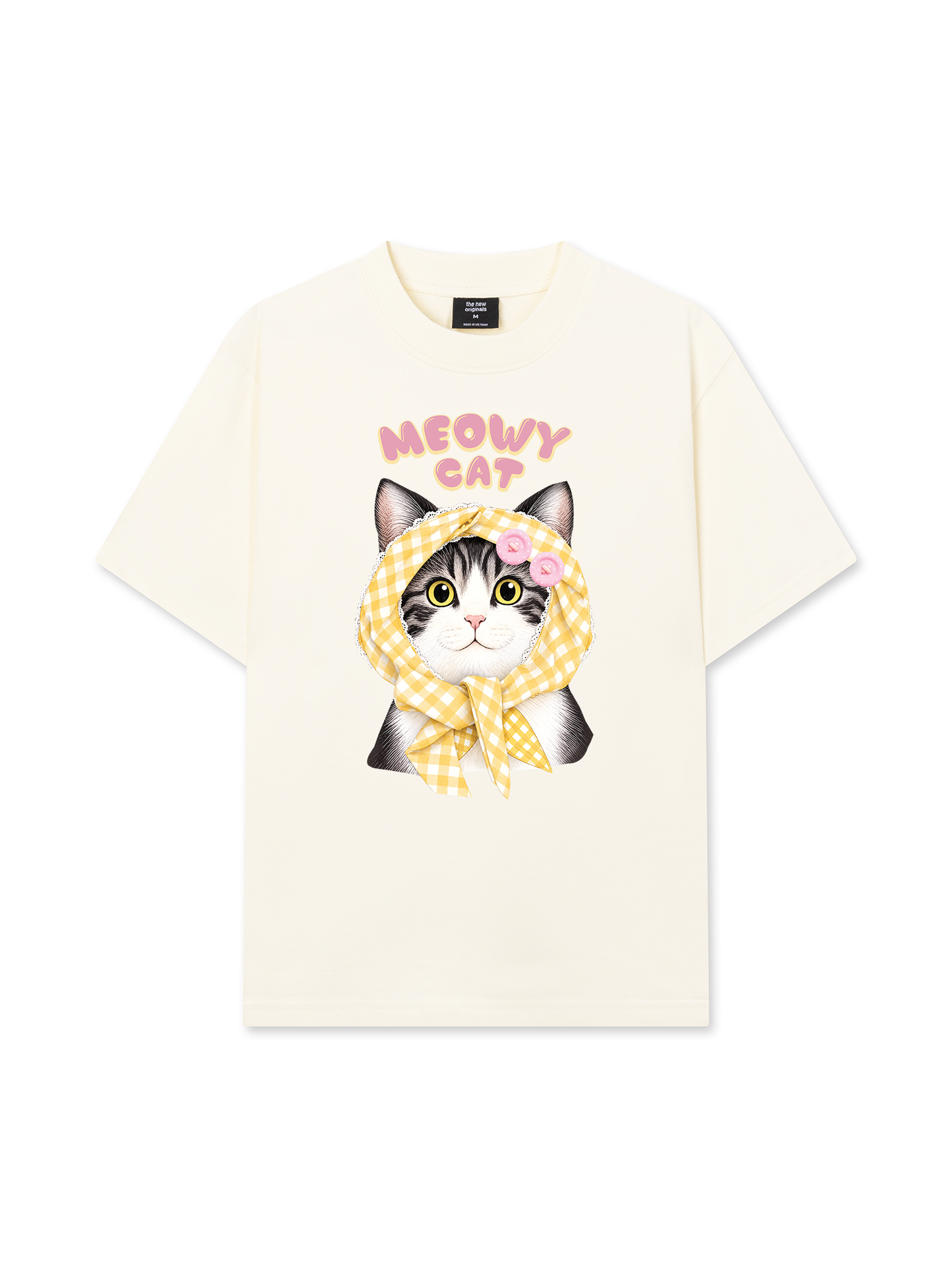 Áo Thun Relaxed Fit Meowy Cat Yellow Plaid