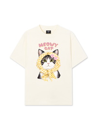Áo Thun Relaxed Fit Meowy Cat Yellow Plaid