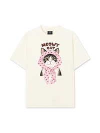 Áo Thun Relaxed Fit Meowy Cat Pink Polka