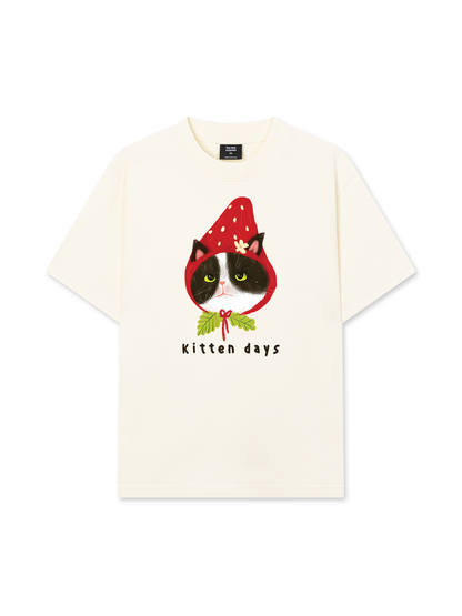 Áo Thun Relaxed Fit Strawberry Meow Kitten Day