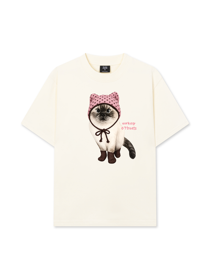 Áo Thun Relaxed Fit Working O'ttreats Pink Meow