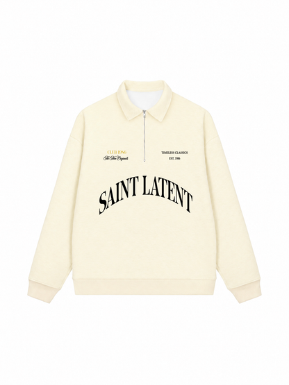 Áo Sweater Polo Nỉ Hai Da  Saint Latent Old Money