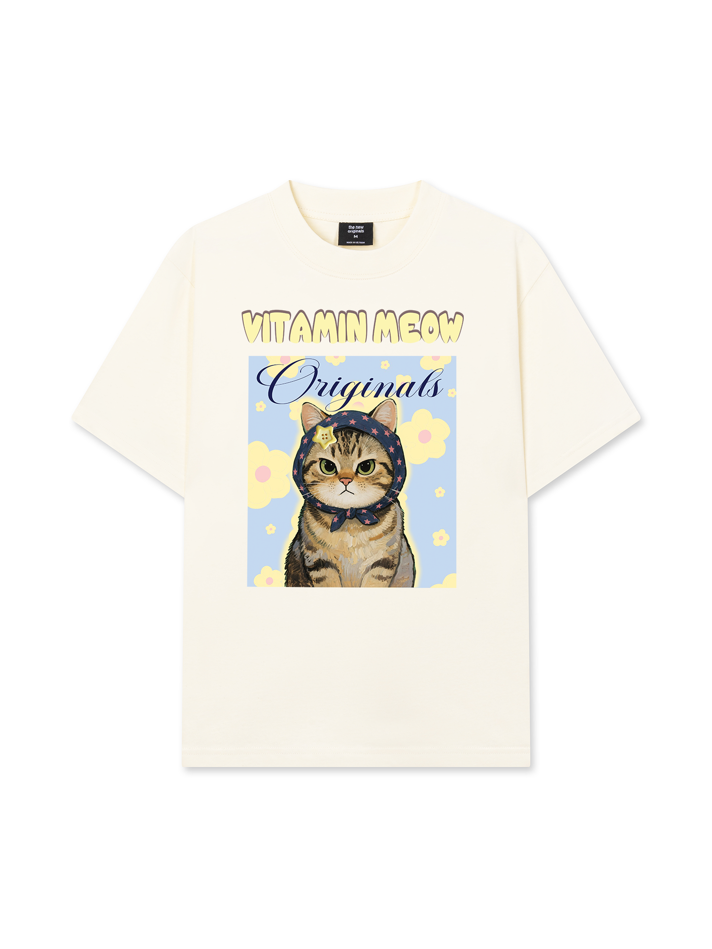 Áo Thun Relaxed Fit Cutie Vitamin Meow Yellow Flower